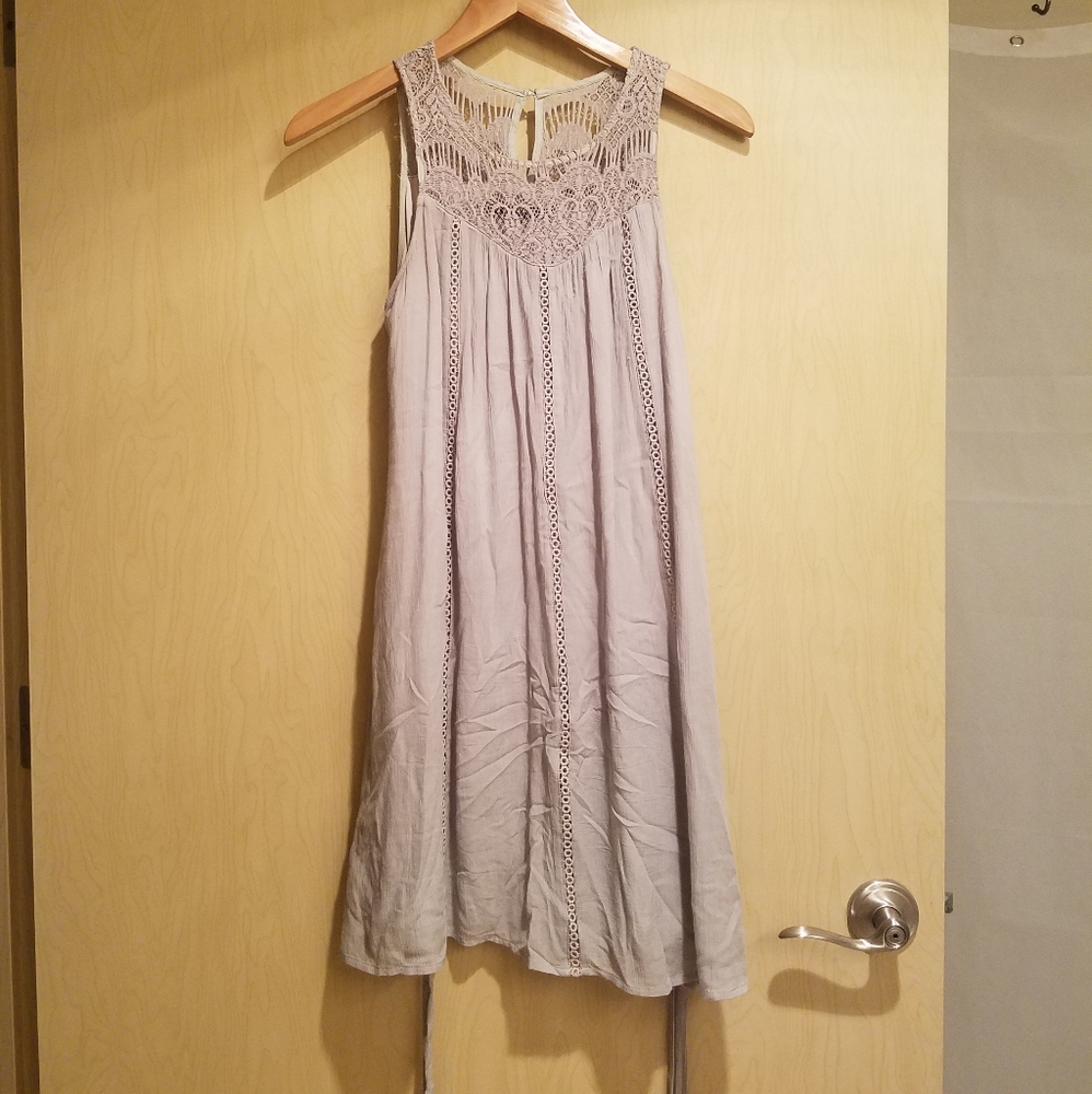 Light Gray Tunic Lace Dress